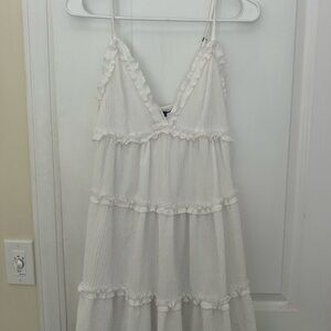White Ruffled Sleeveless Mini Dress